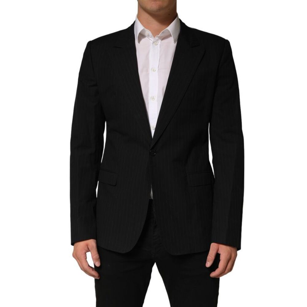 Dolce & Gabbana Black Pinstripe Men Single Breasted Men's Jacket